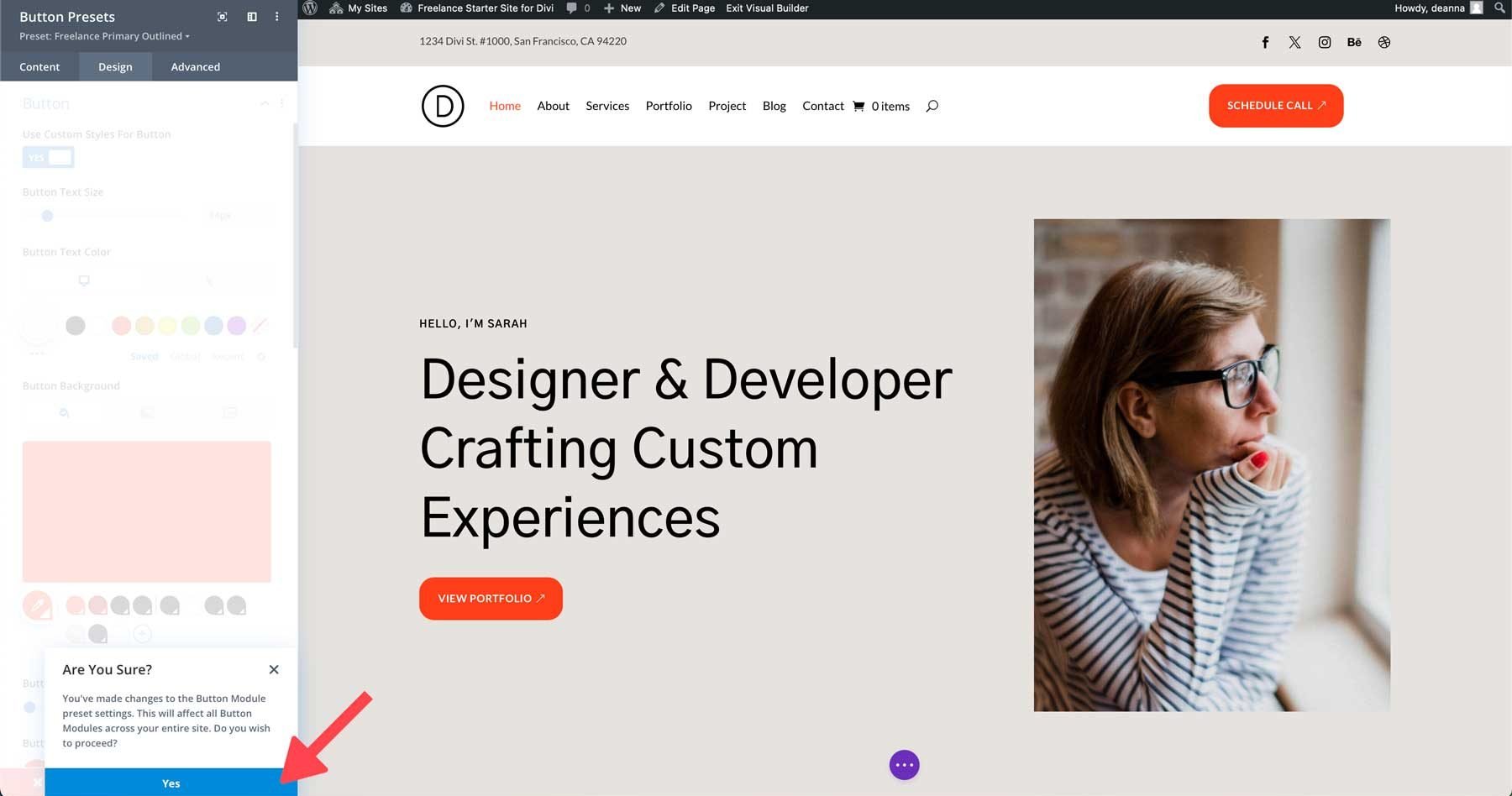 Freelance starter site for Divi