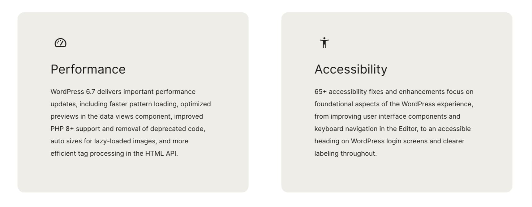 performance and accessibility improvements