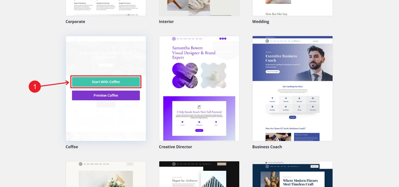 Divi Starter Site Coffee