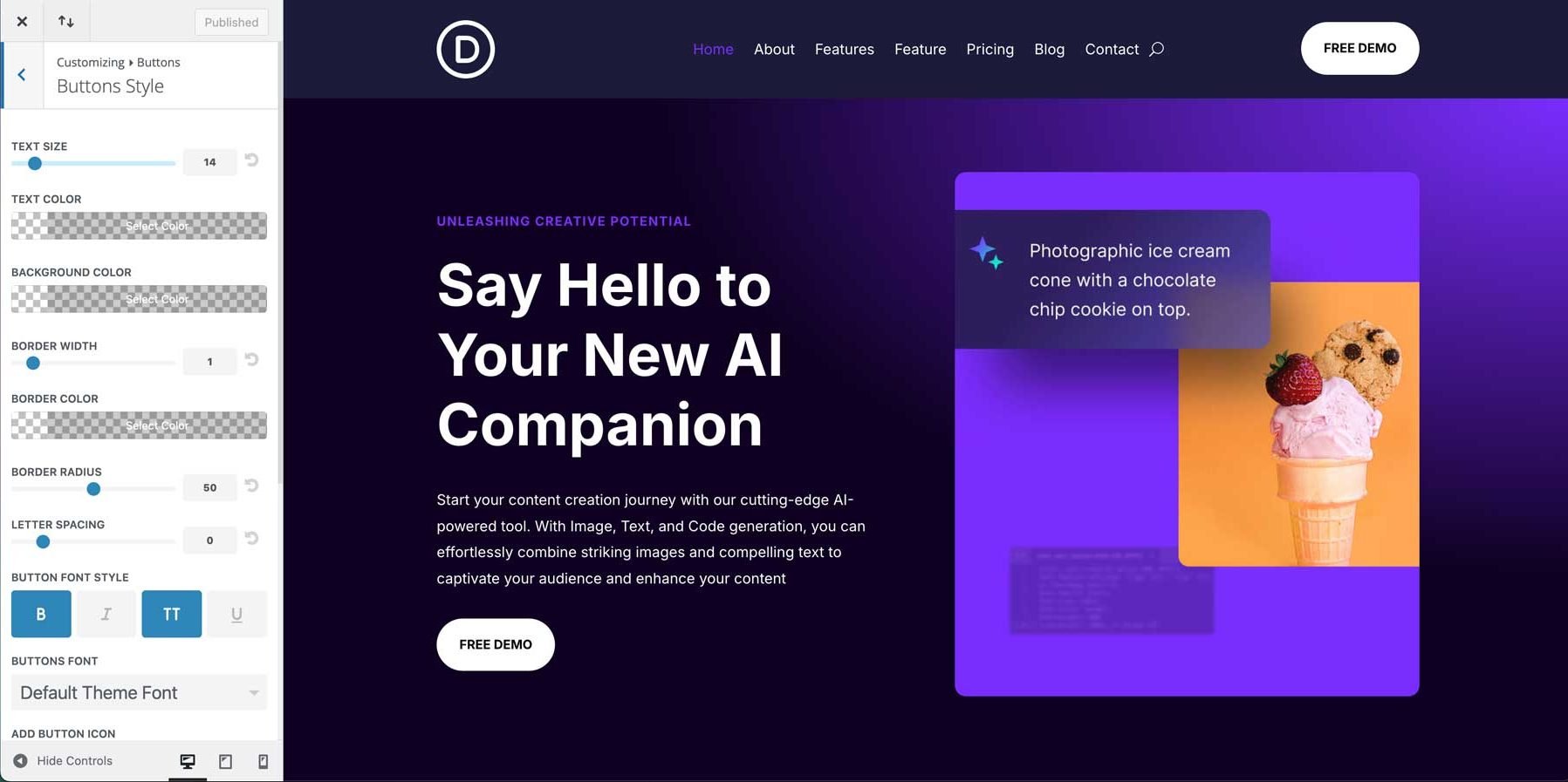 AI starter site for Divi