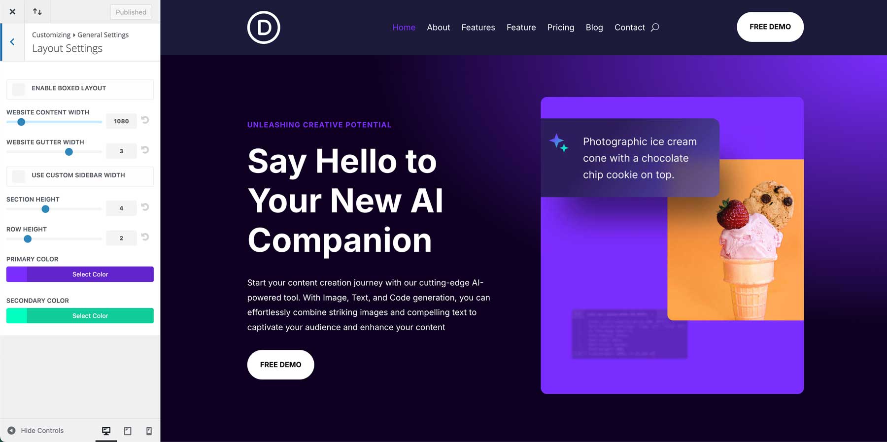 AI starter site for Divi