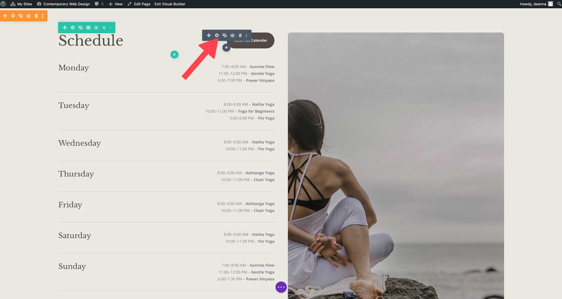 Yoga starter site for Divi