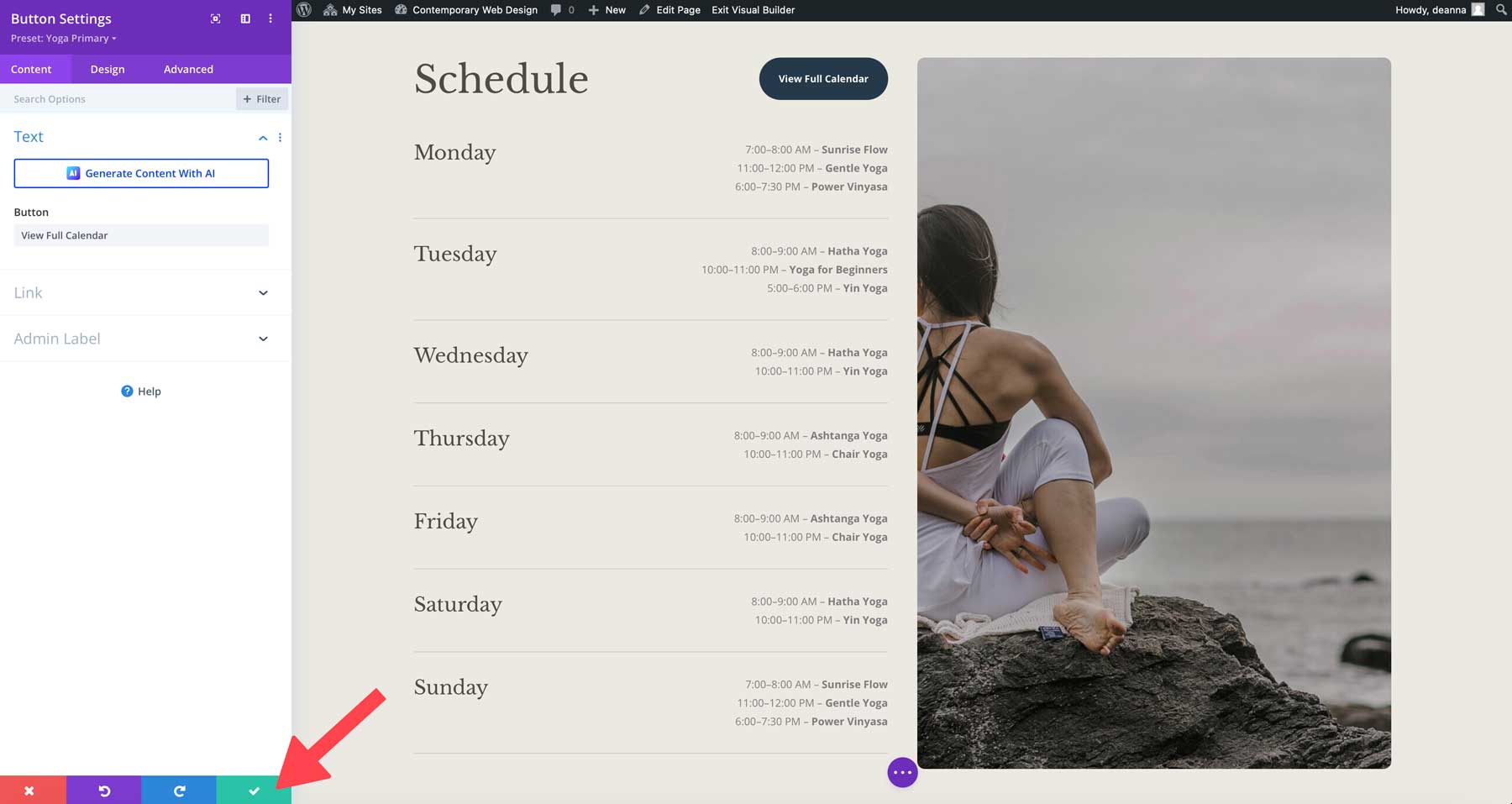 Yoga starter site for Divi