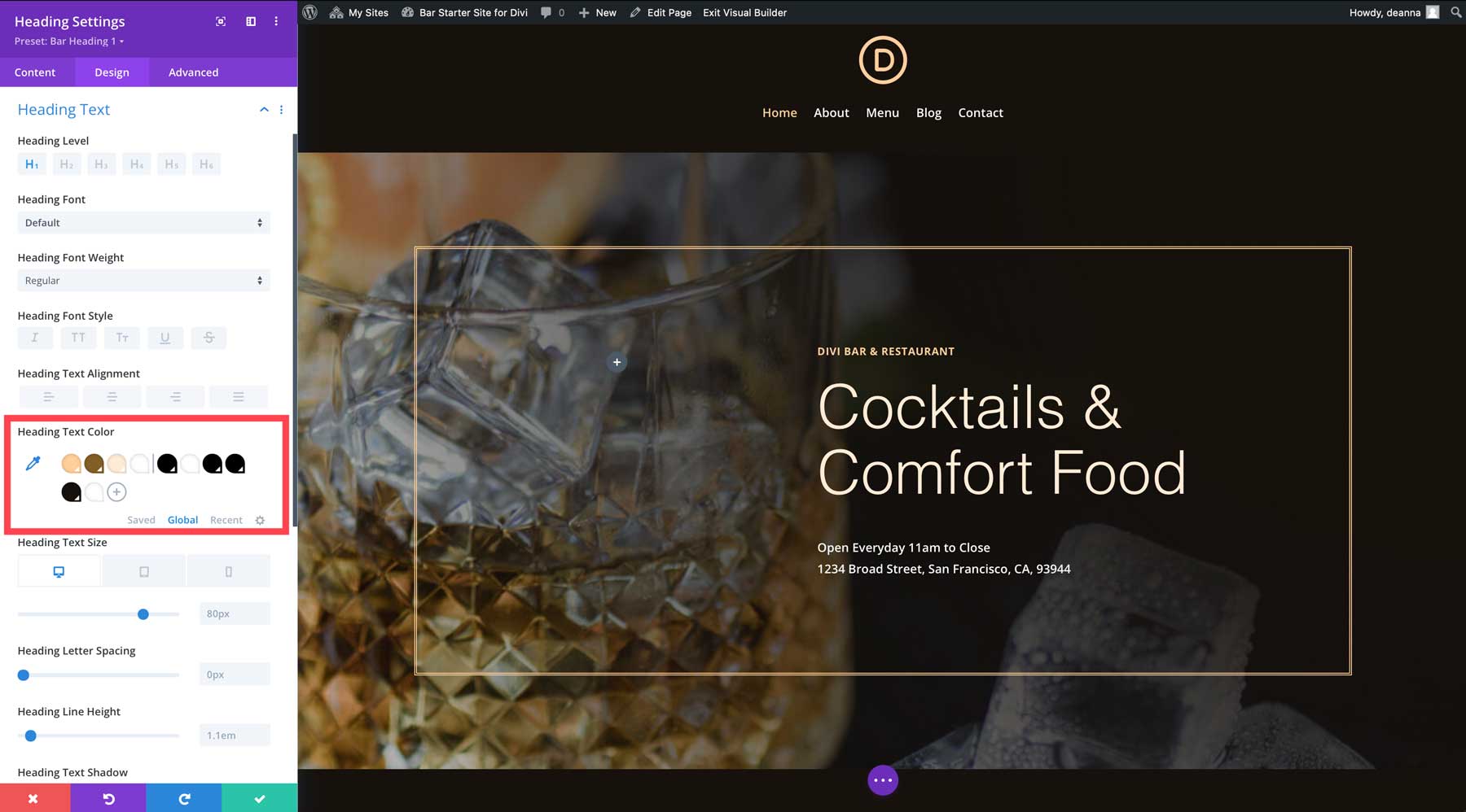 bar starter site for Divi