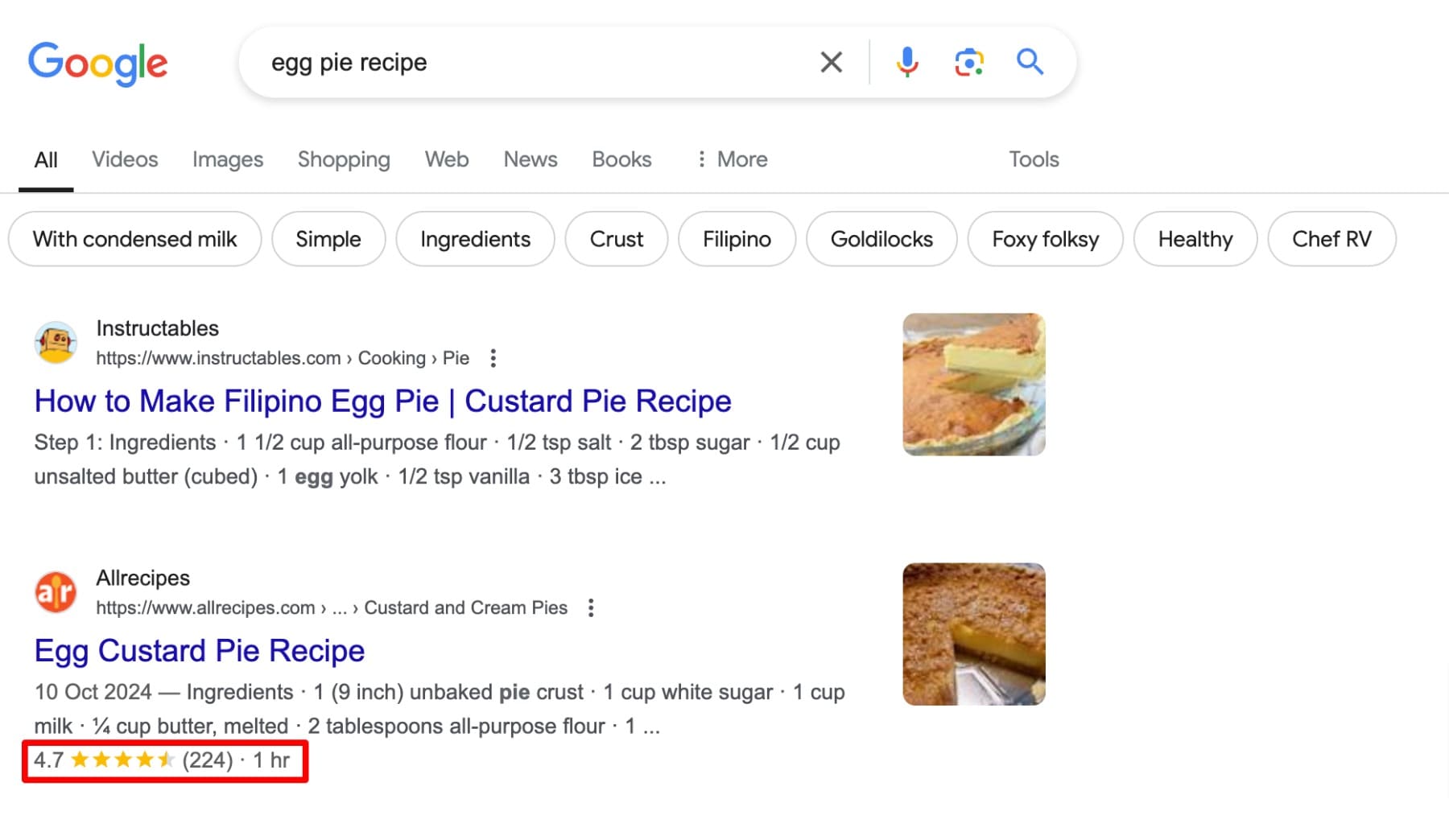 google rich results in serps