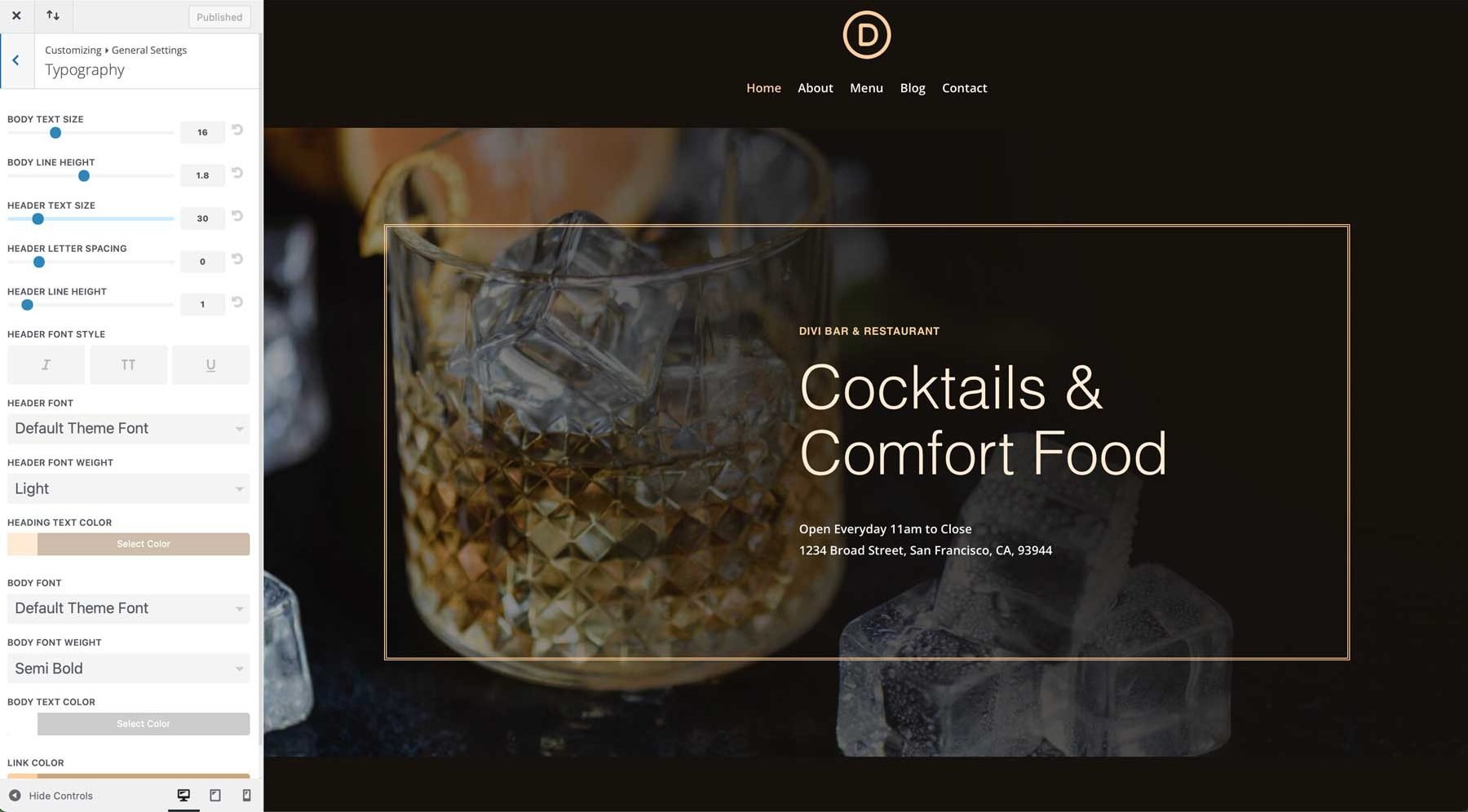 bar starter site for Divi