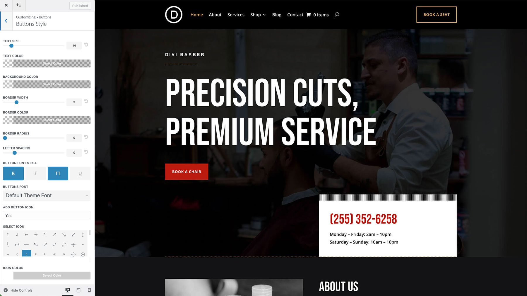 Barber starter site for Divi