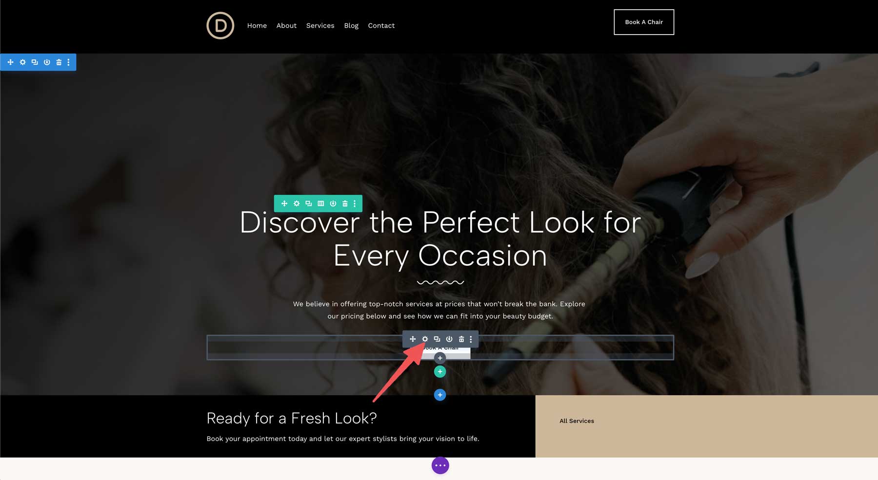 salon starter site for Divi