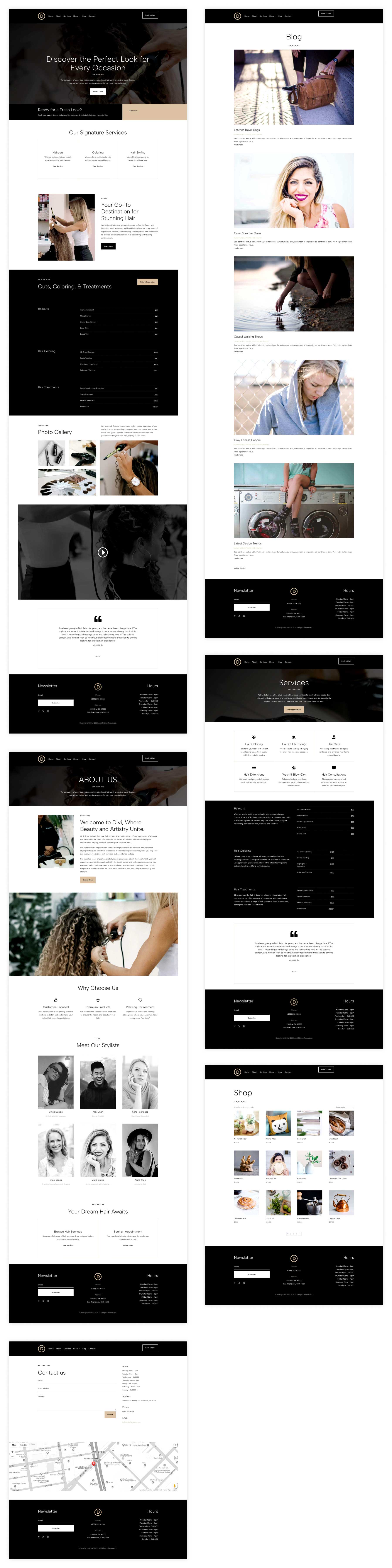 salon starter site for Divi