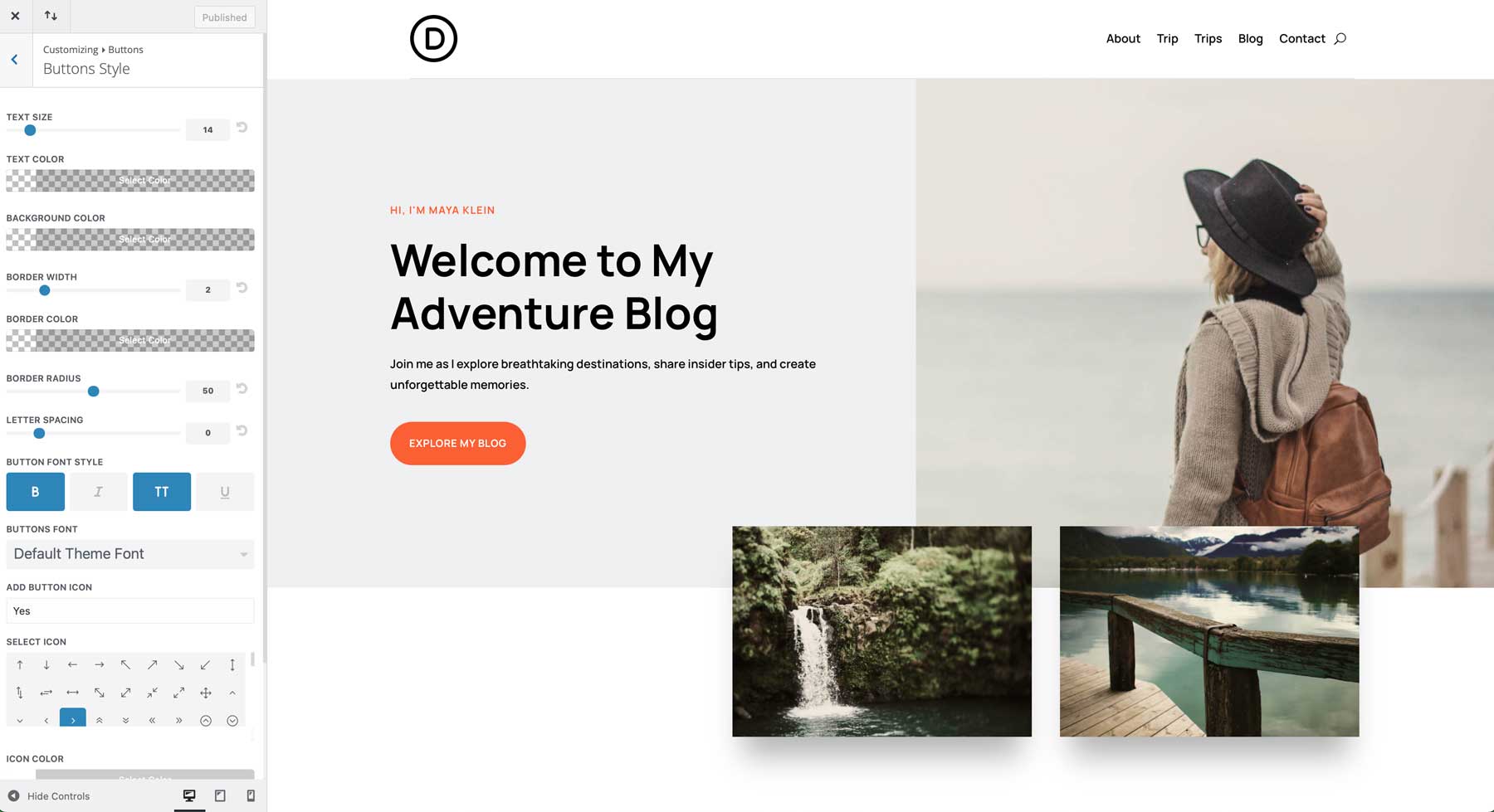 Travel Blog starter site for Divi