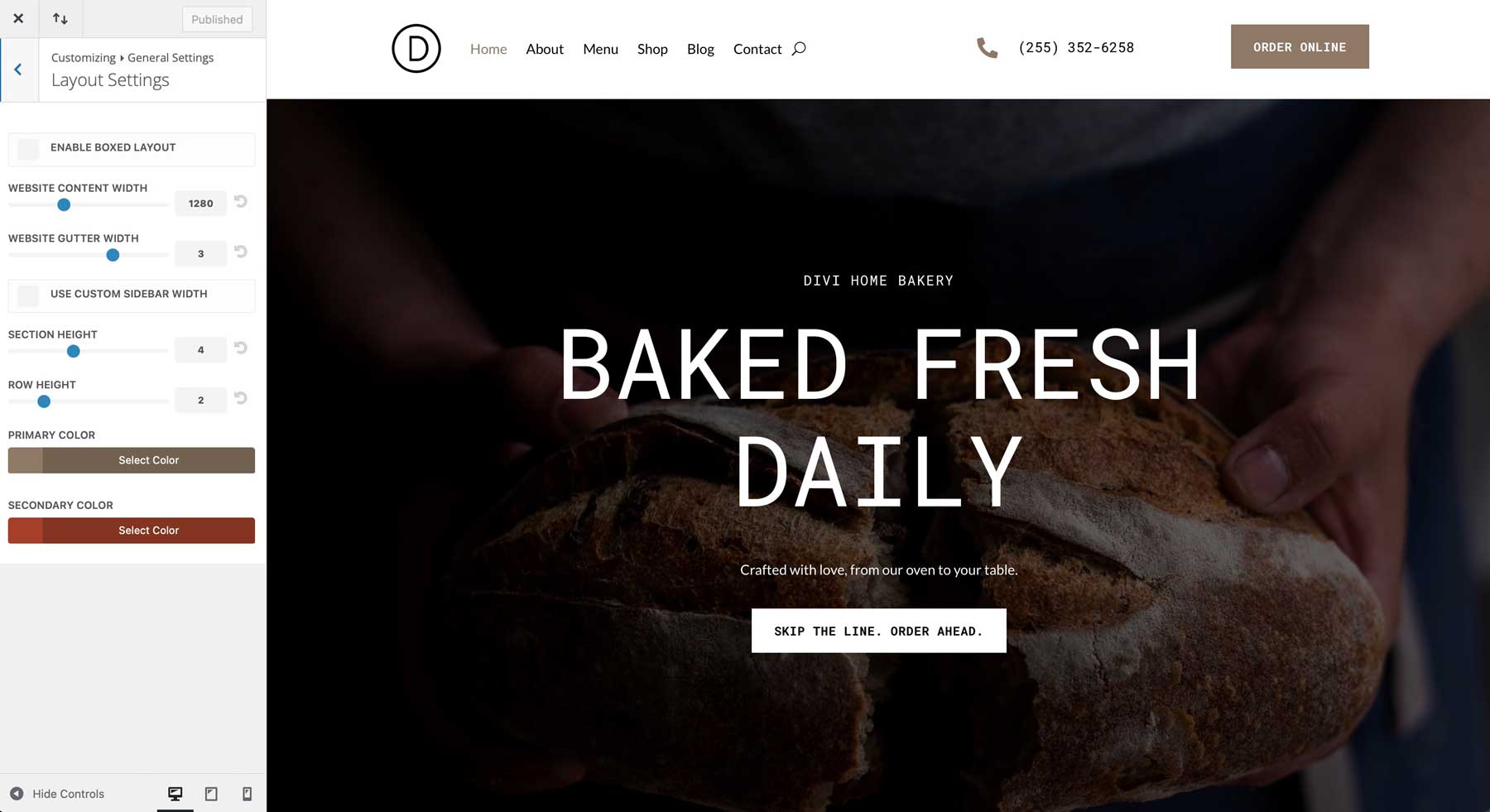 bakery starter site for Divi