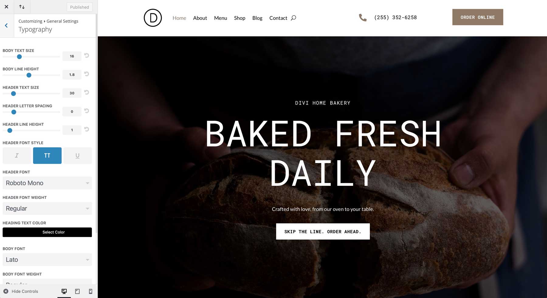 bakery starter site for Divi