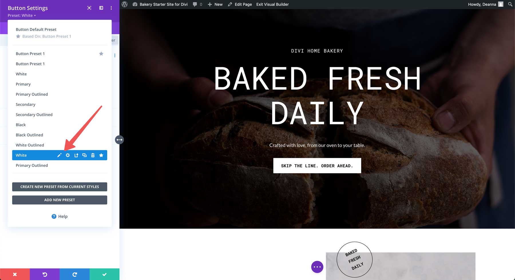 bakery starter site for Divi