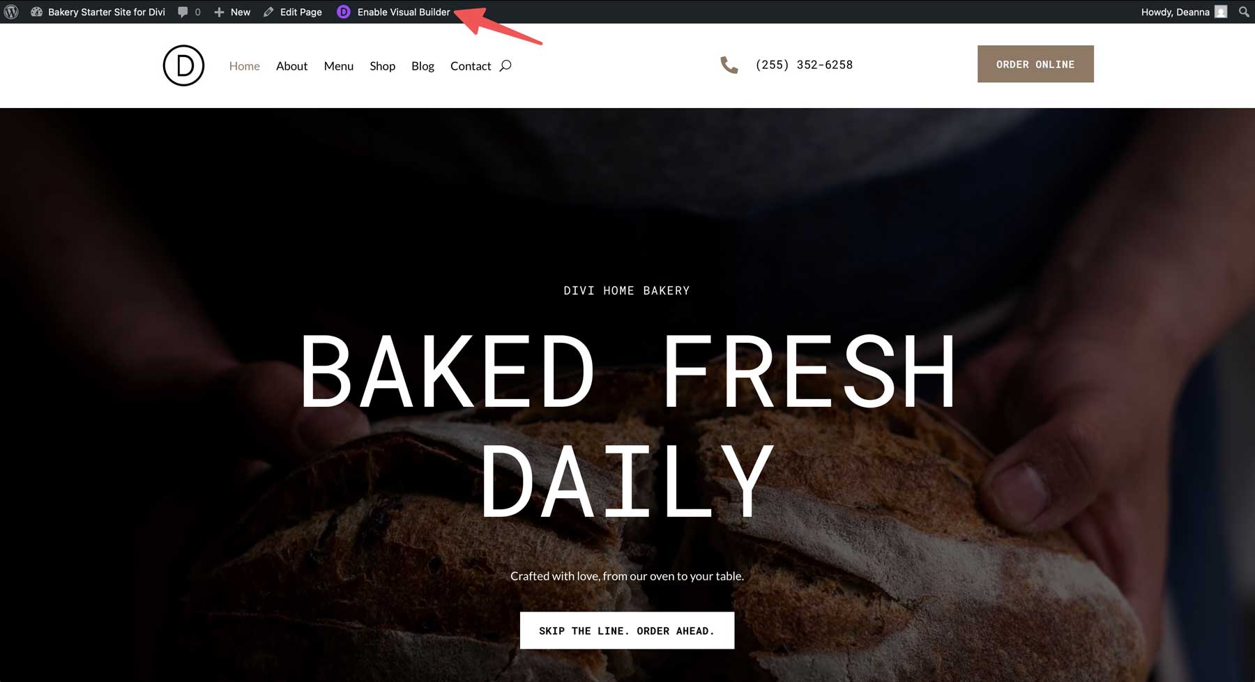 bakery starter site for Divi