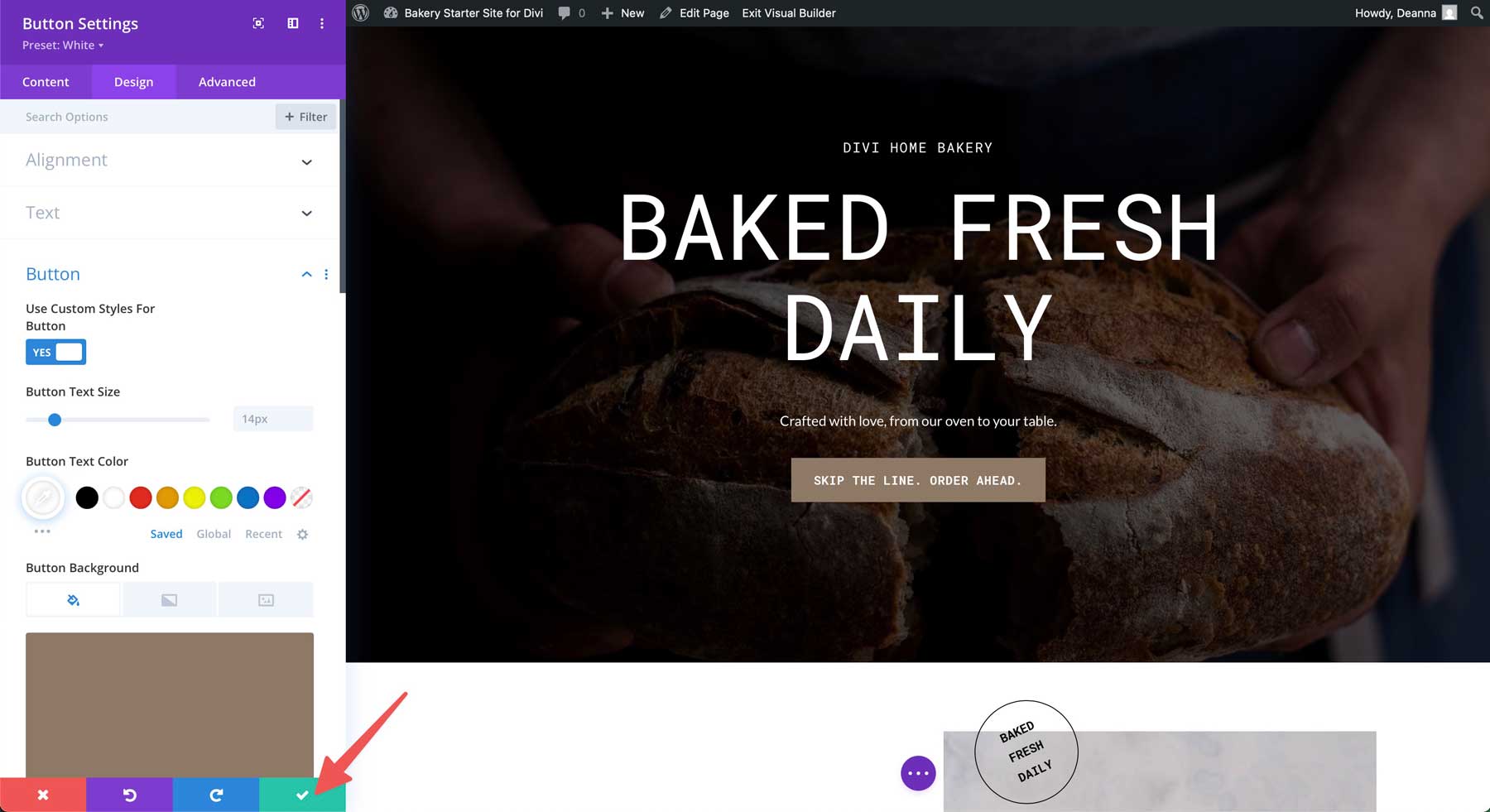 bakery starter site for Divi