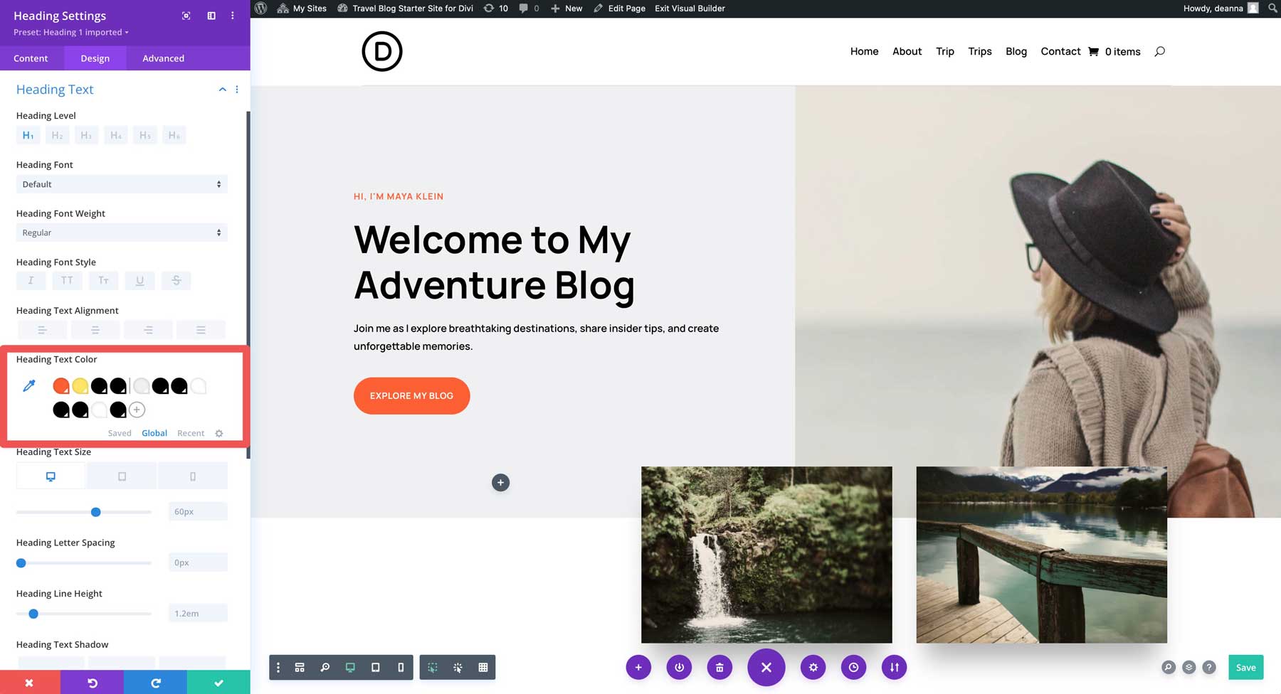 Travel Blog starter site for Divi