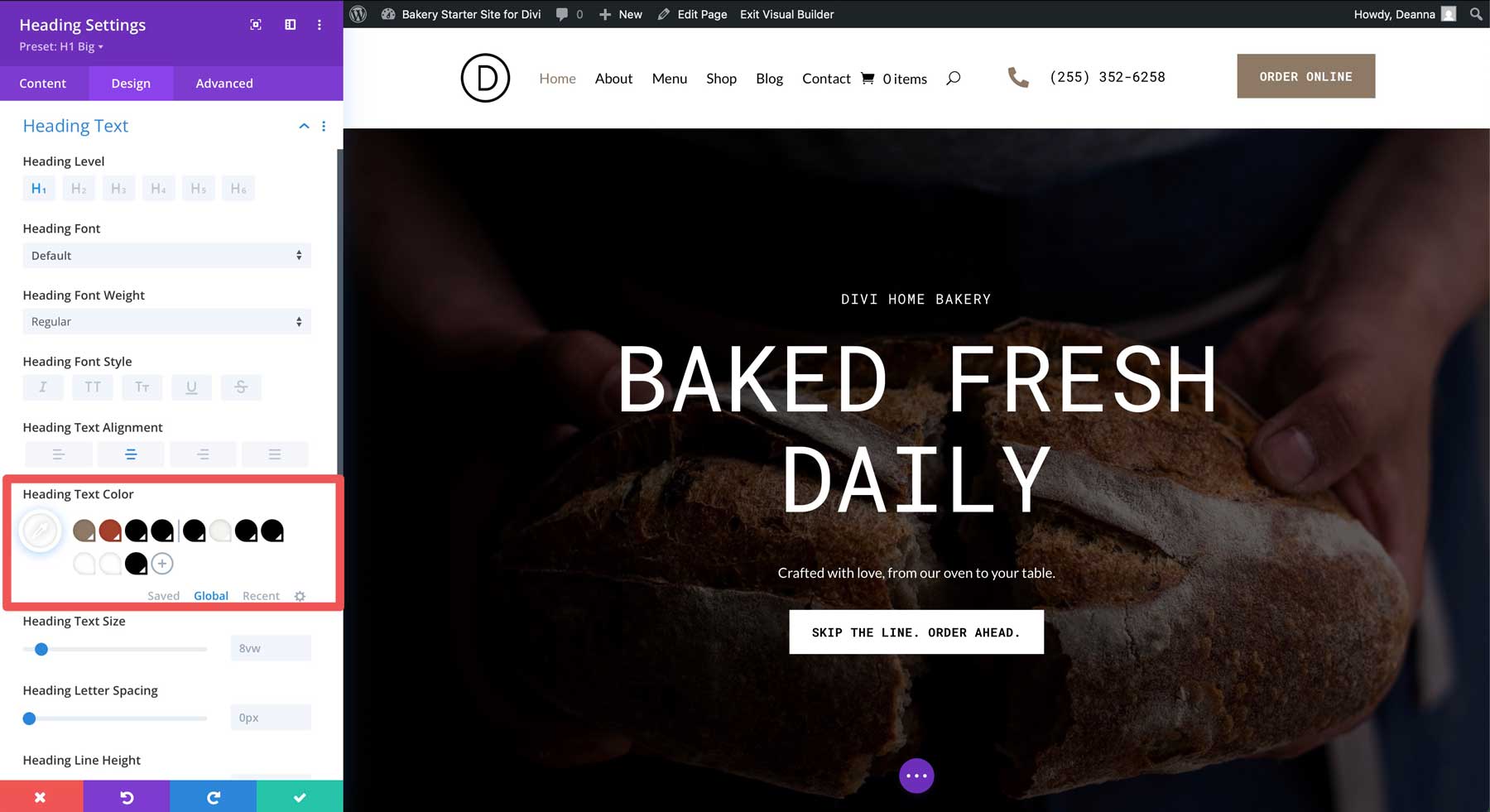 bakery starter site for Divi