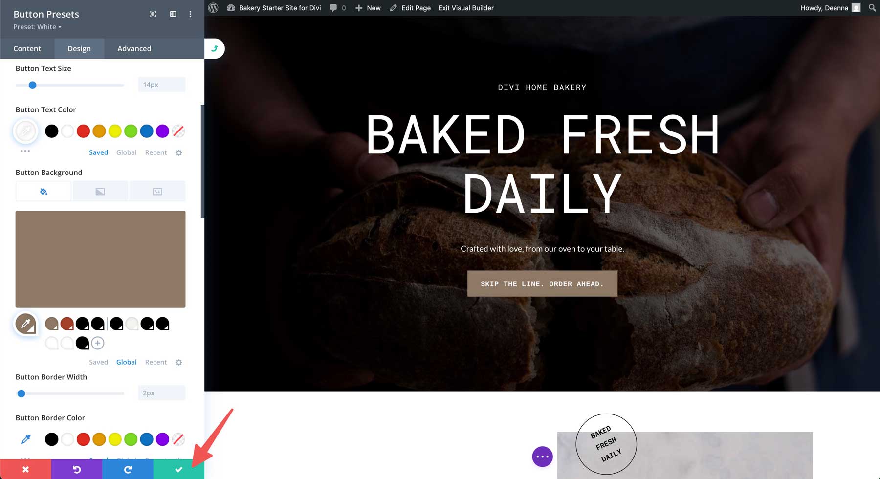 bakery starter site for Divi