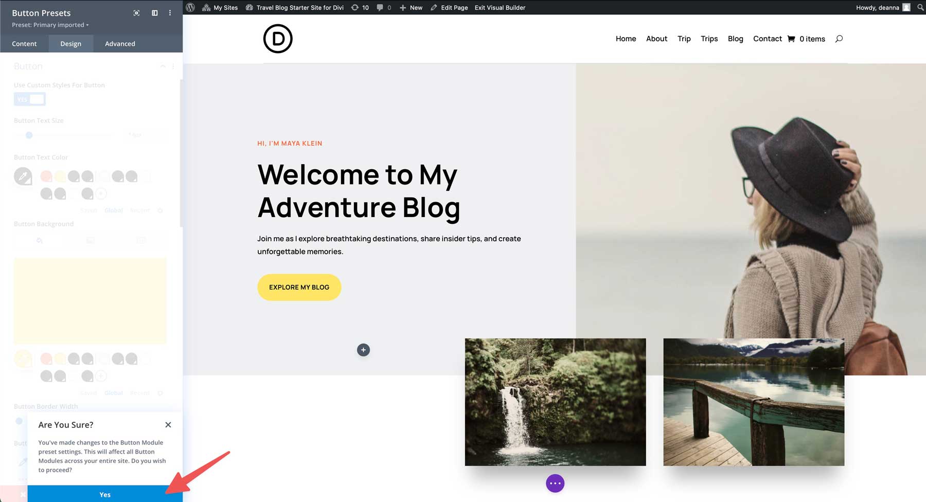 Travel Blog starter site for Divi