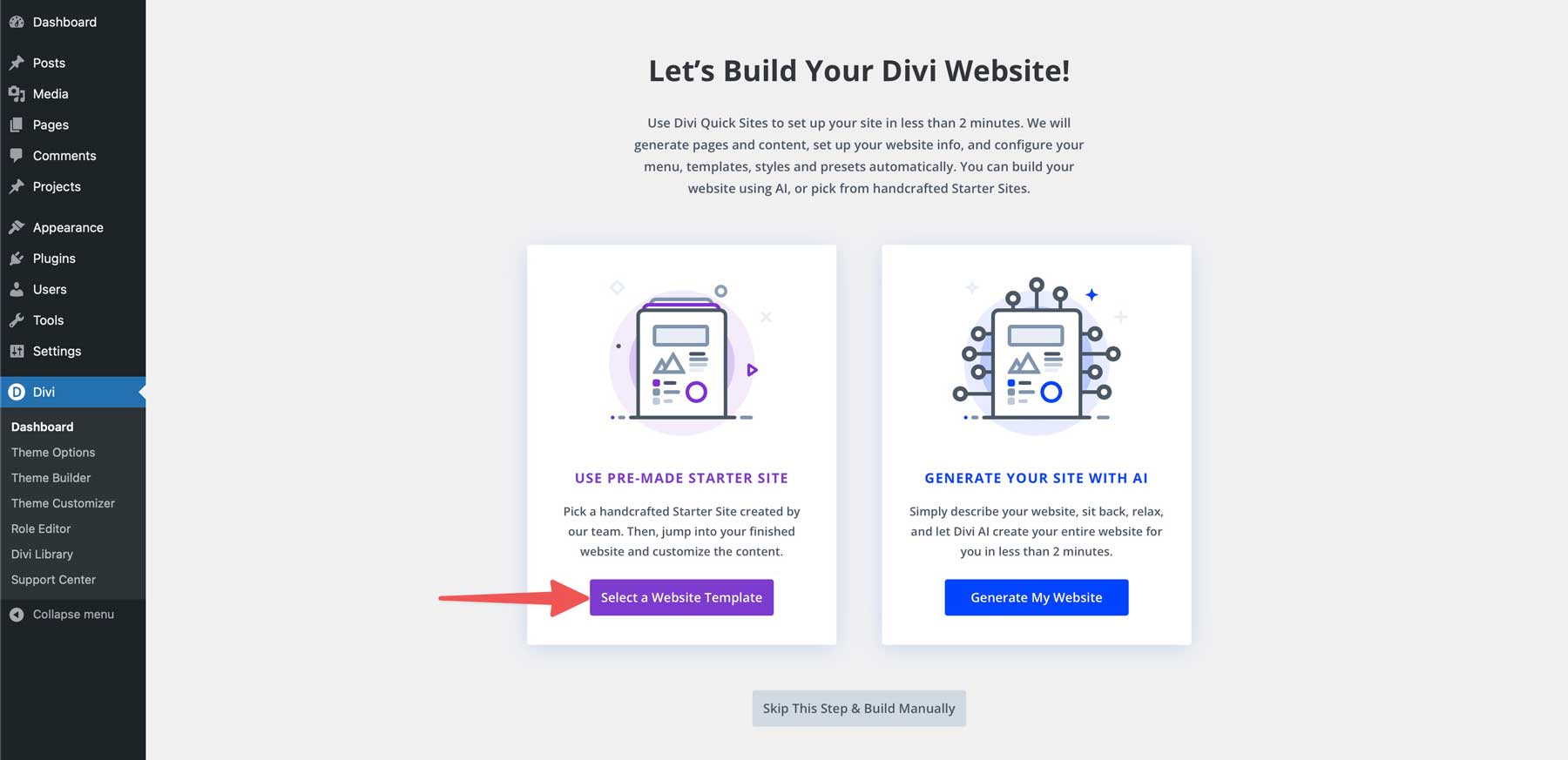 build a website fast