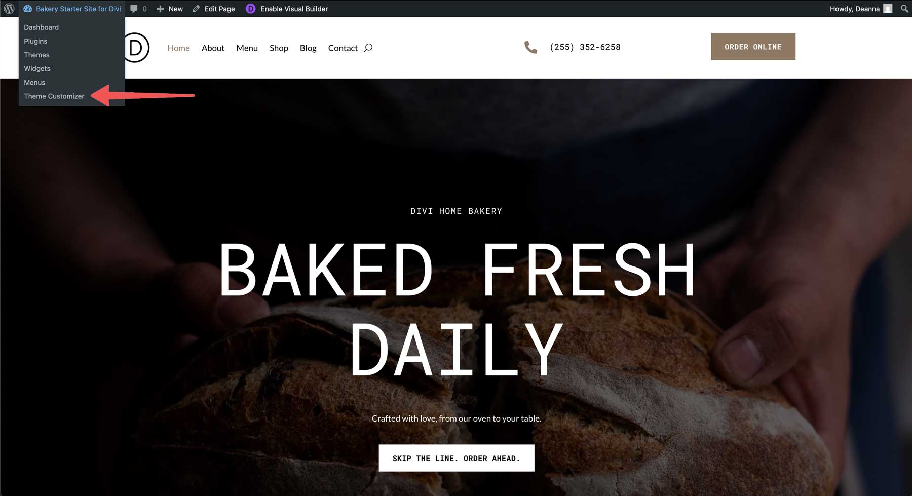 bakery starter site for Divi