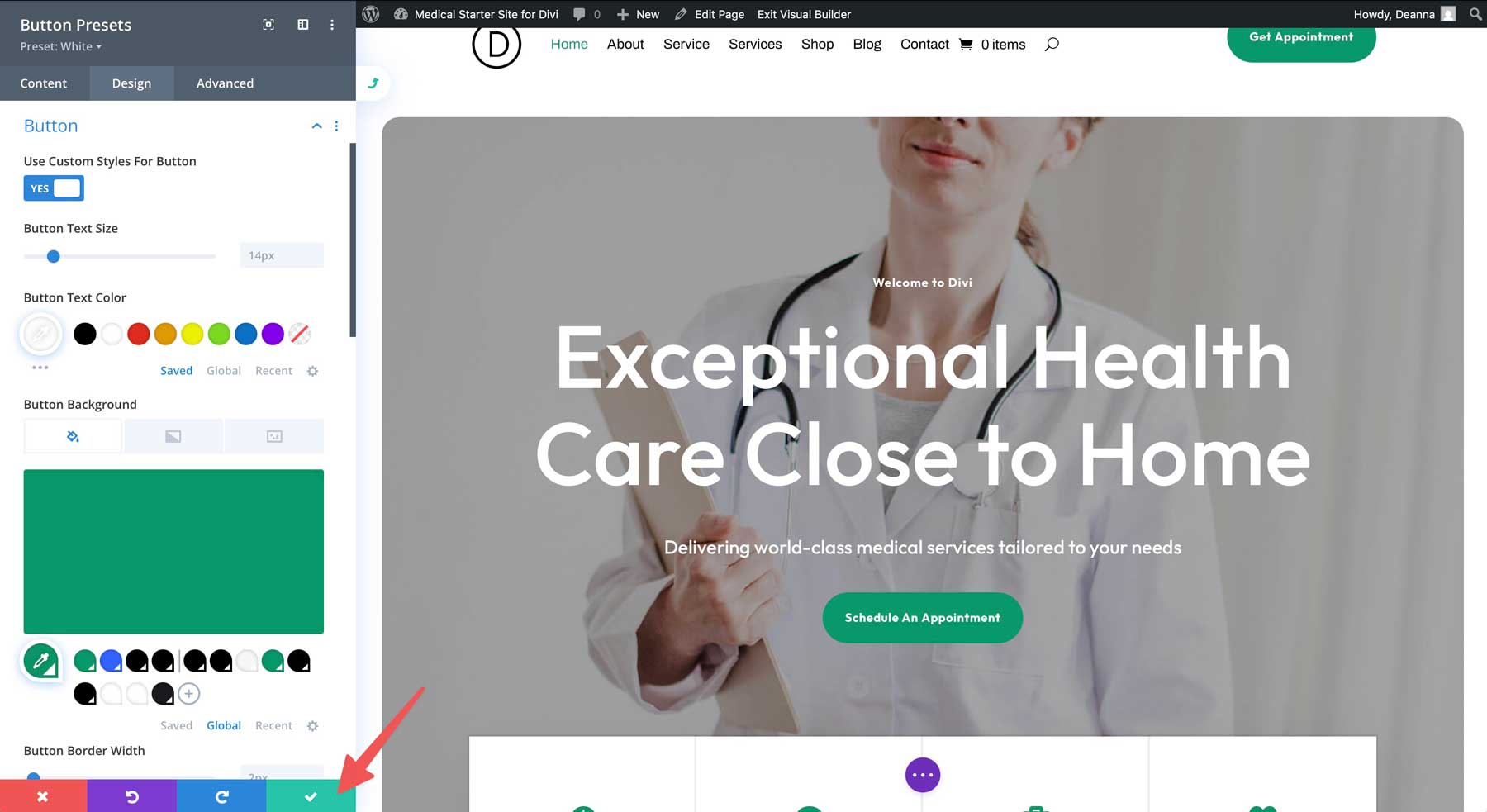 medical starter site for Divi