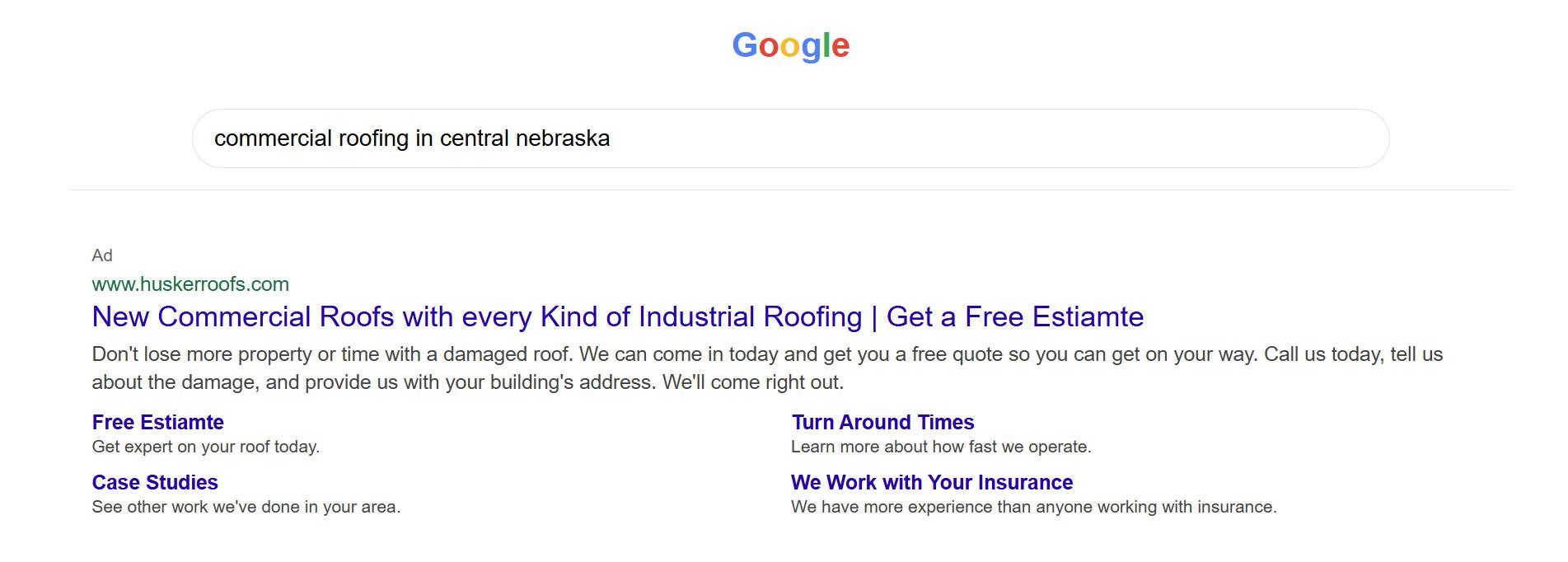 Example of a Google Ad with a Promise to Keep in Copy