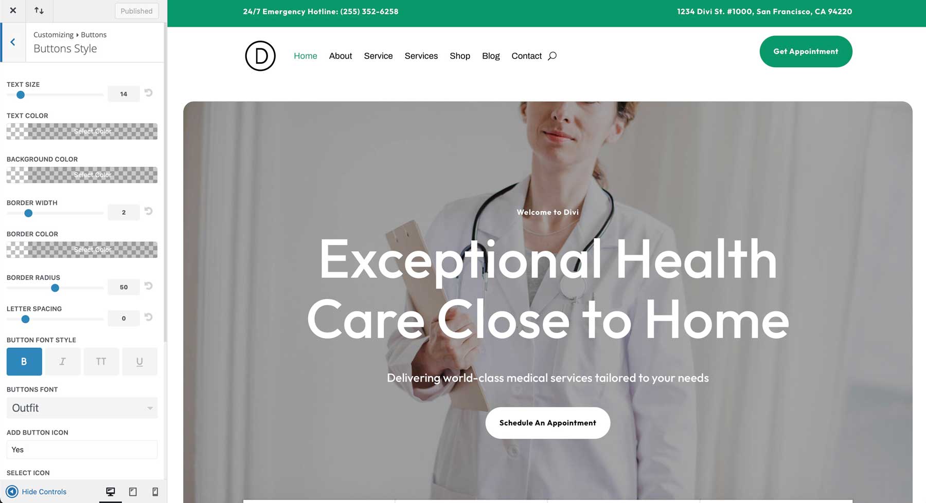 medical starter site for Divi