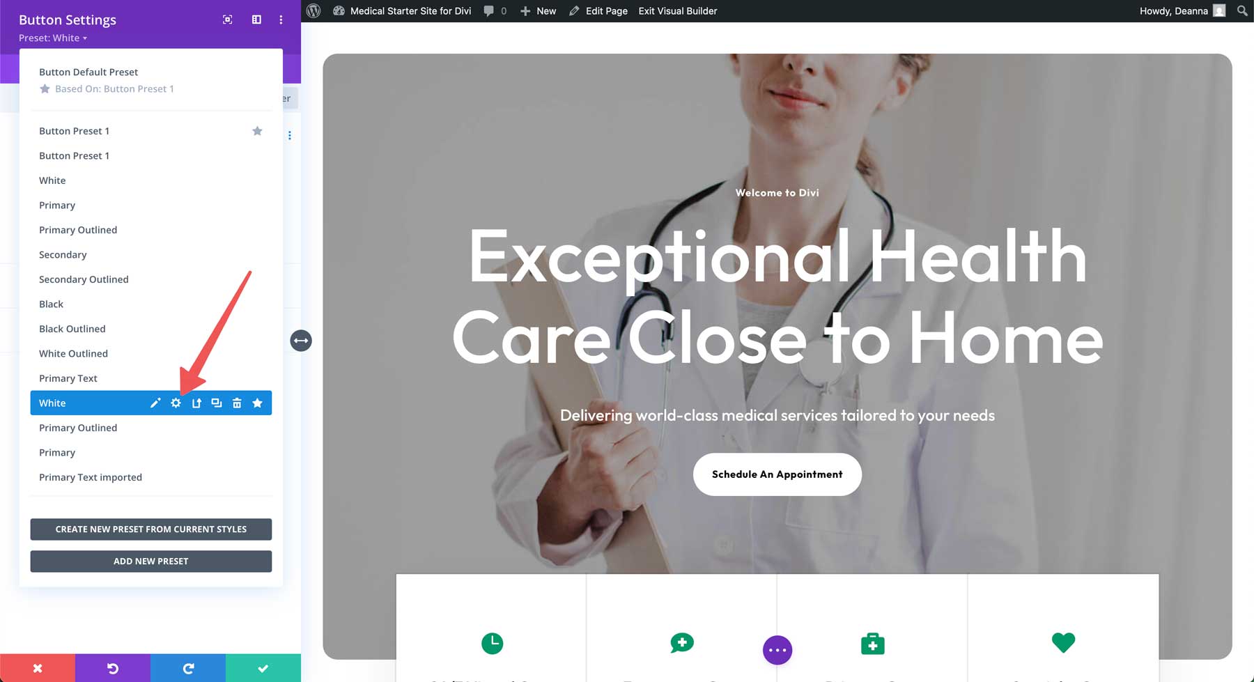 medical starter site for Divi