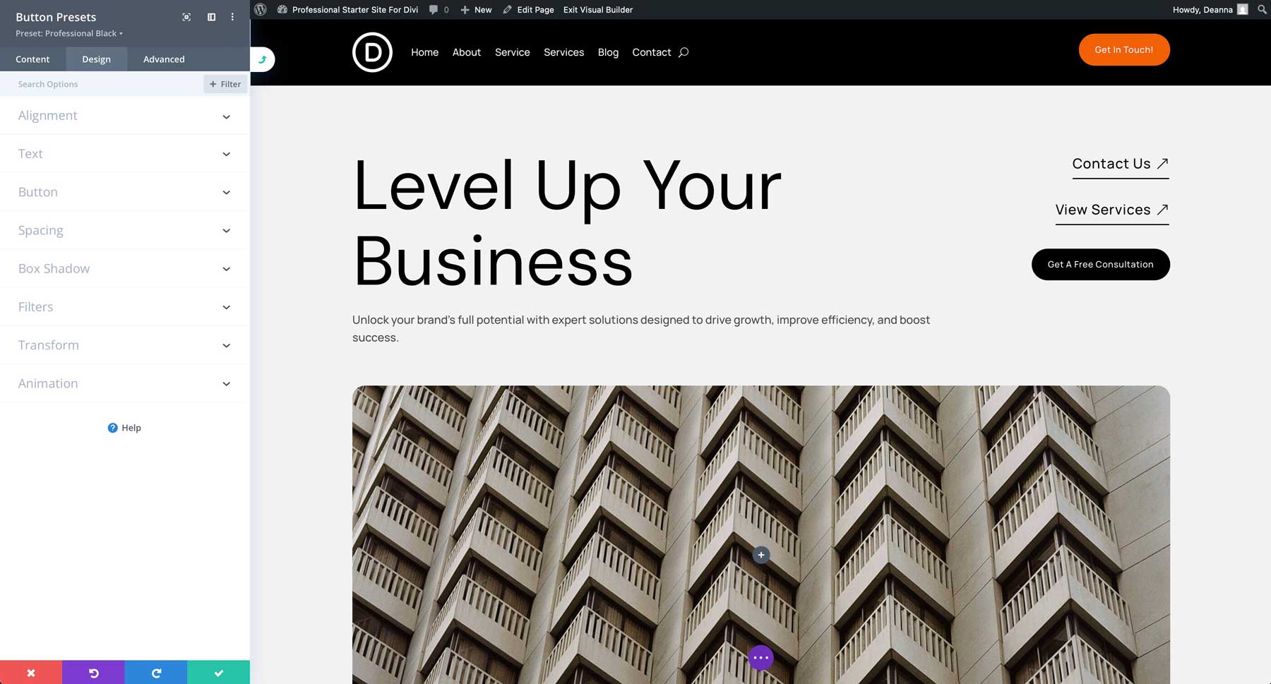 professional starter site for Divi