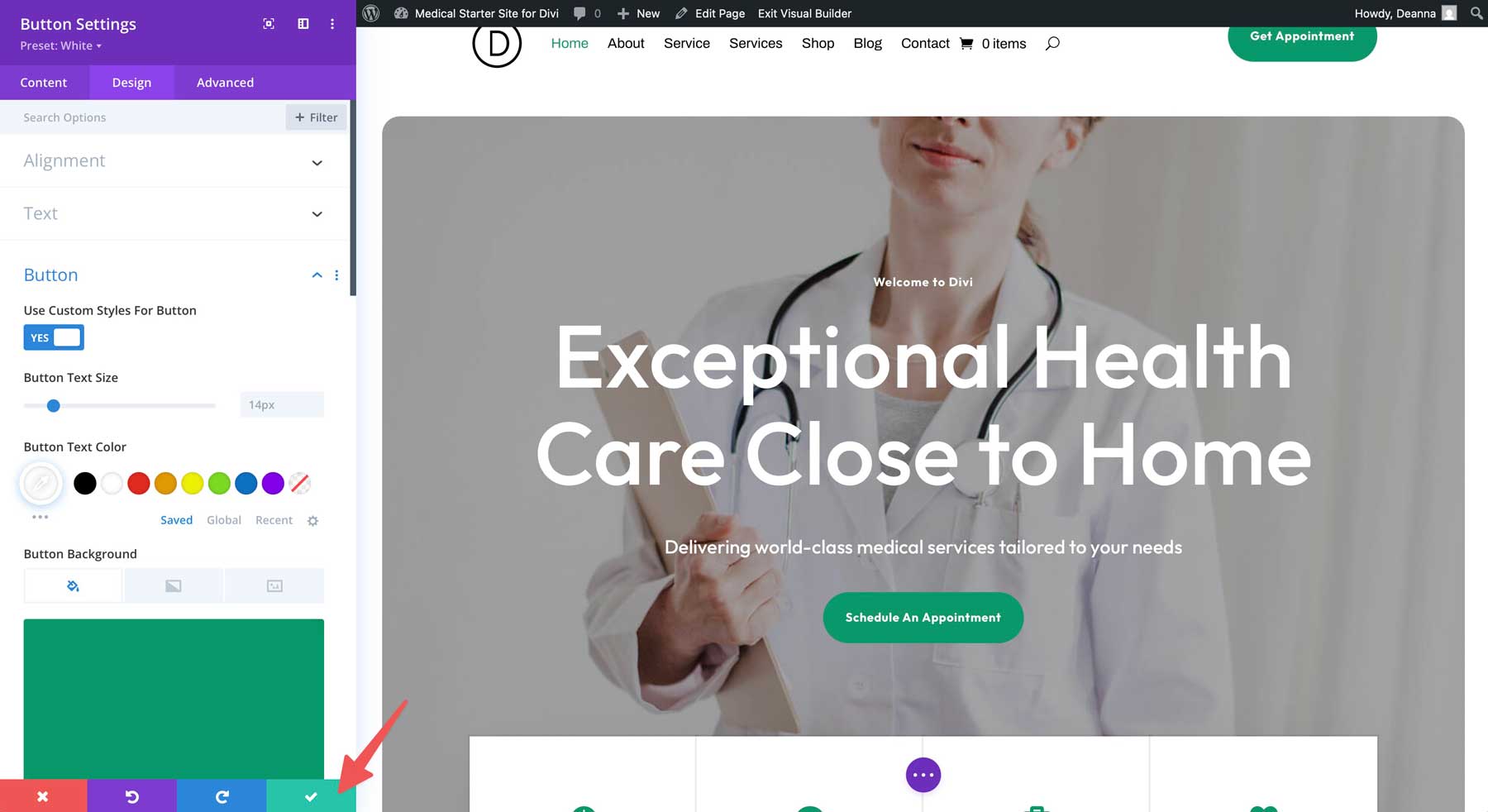 medical starter site for Divi