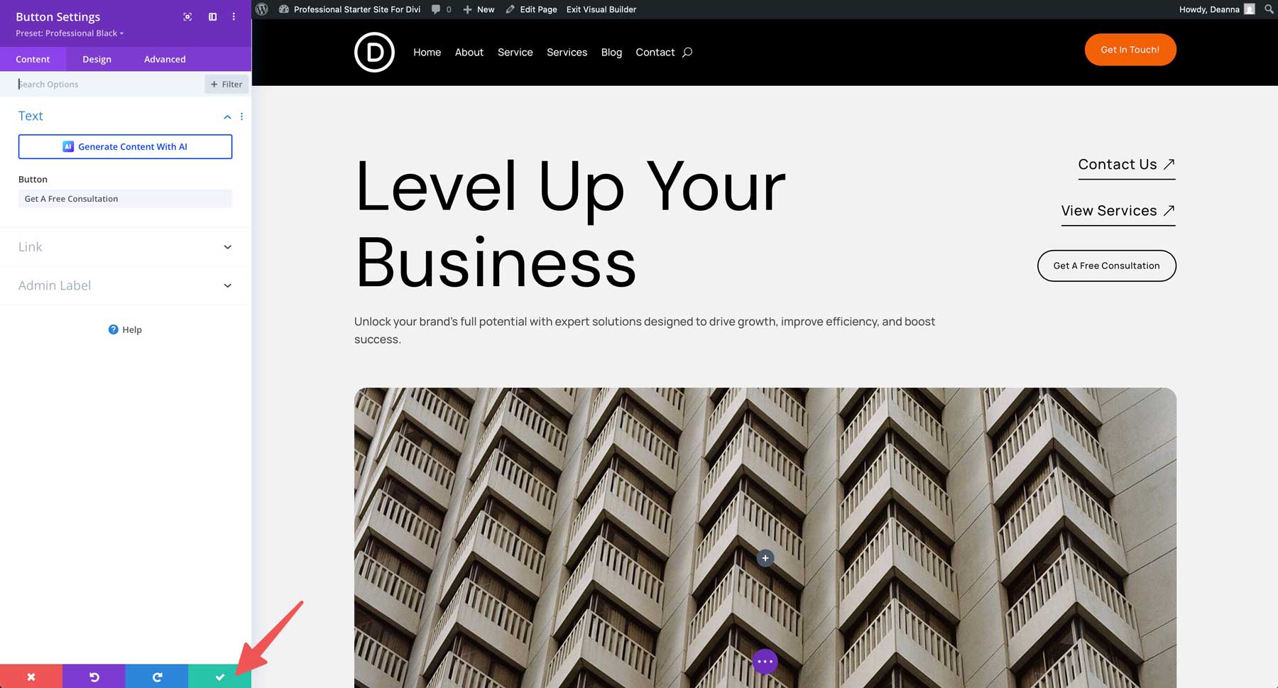 professional starter site for Divi