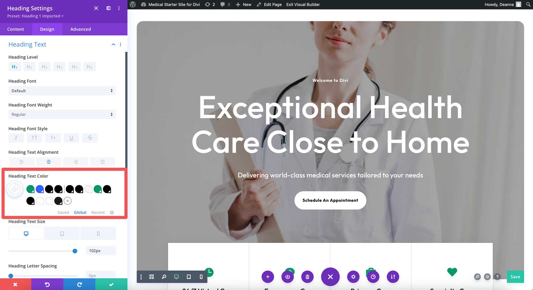 medical starter site for Divi