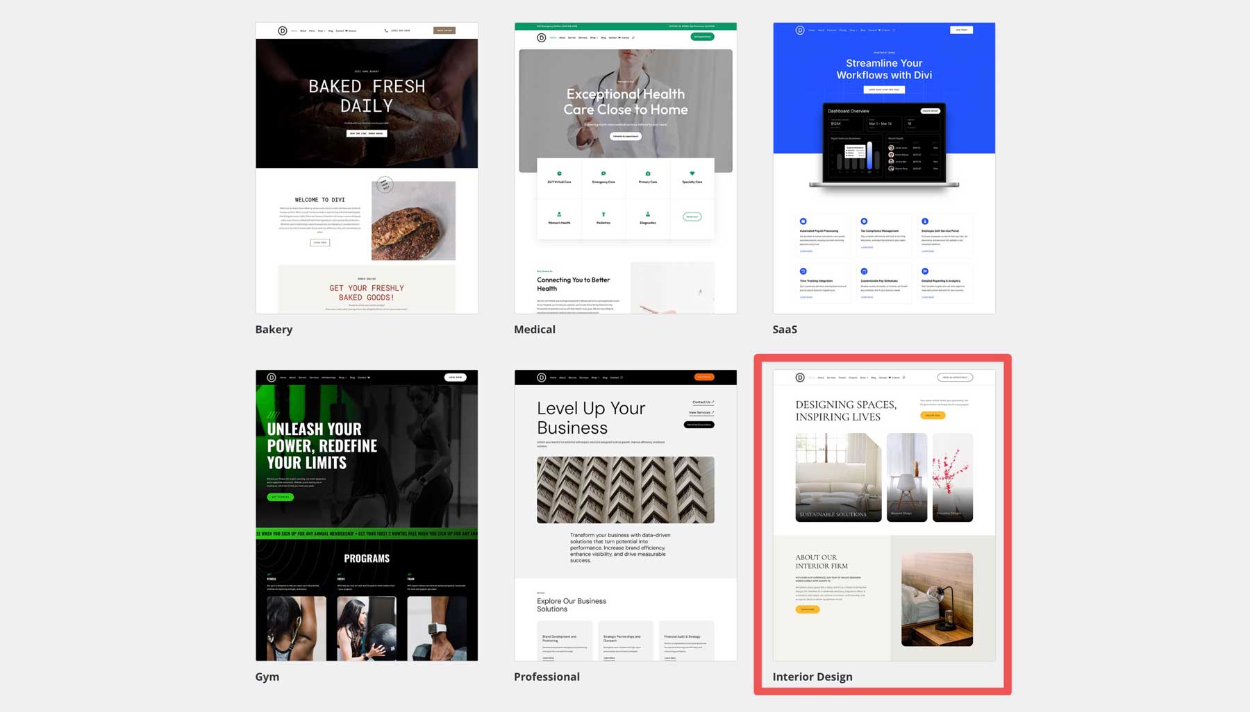 Interior Design starter site for Divi