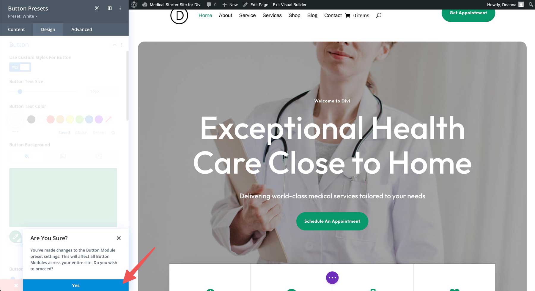 medical starter site for Divi