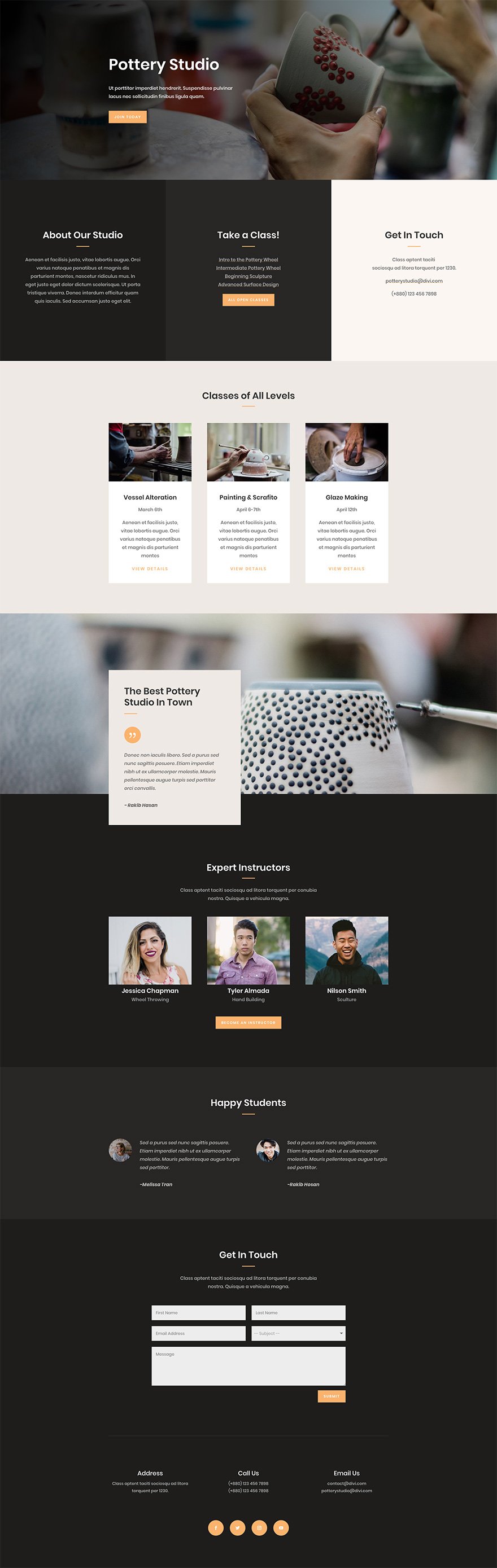 Pottery Studio Home Page Divi Layout by Elegant Themes