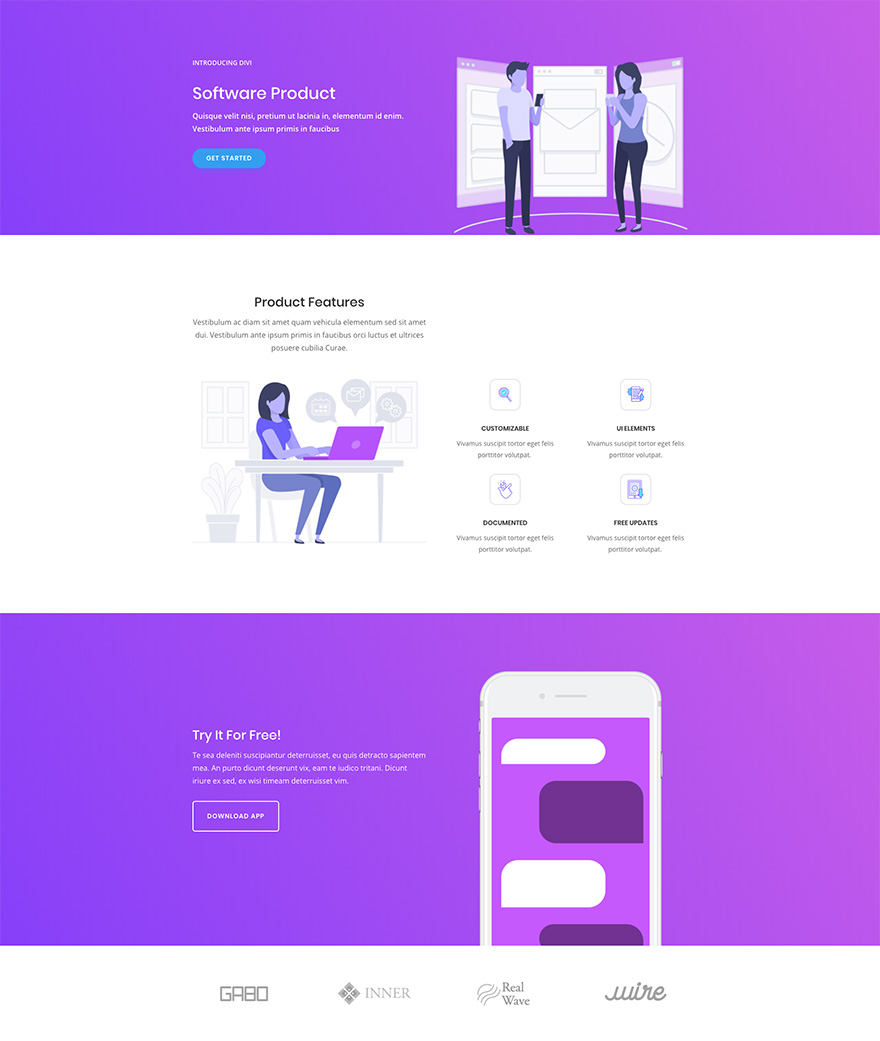 Software Marketing Home Page Divi Layout by Elegant Themes