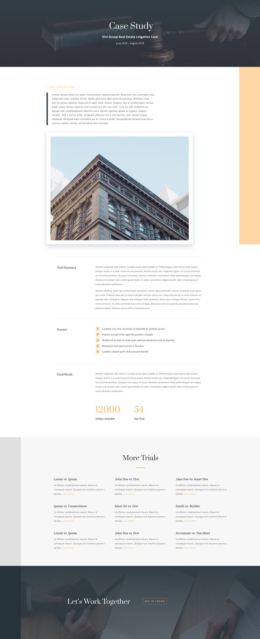 Law Firm Case Study Page Divi Layout by Elegant Themes