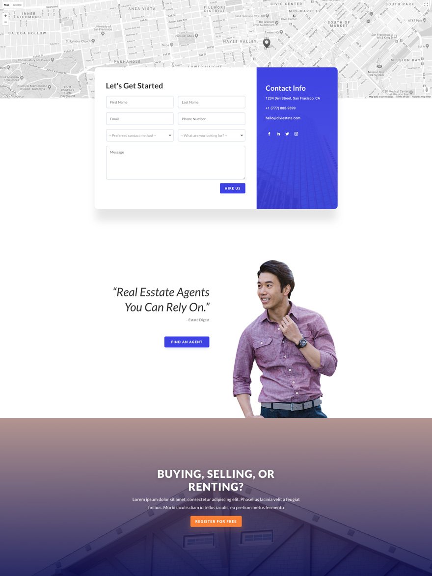 Real Estate Contact Page Divi Layout by Elegant Themes