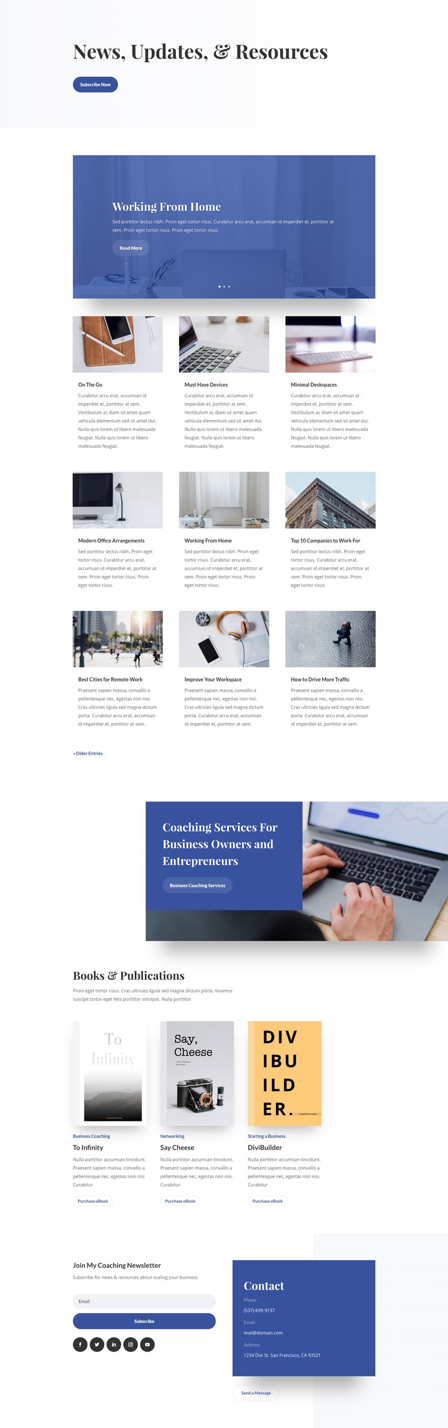 Business Coach Blog Page Divi Layout by Elegant Themes