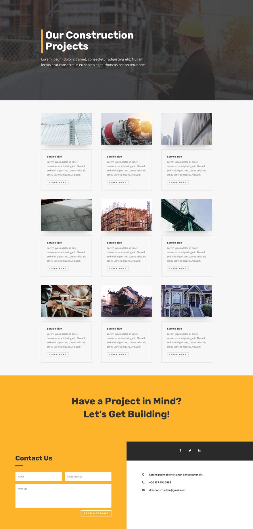 Construction Company Portfolio Page Divi Layout By Elegant Themes 