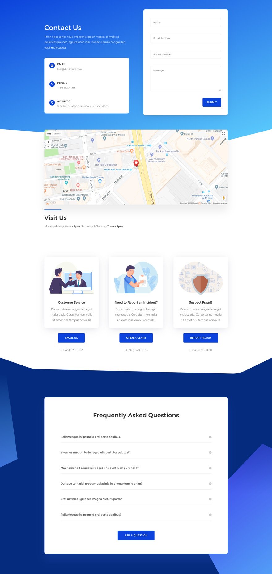 Insurance Agency Contact Page Divi Layout by Elegant Themes