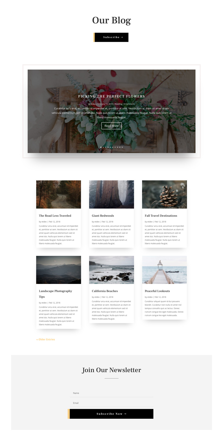 Plant Nursery Blog Page Divi Layout by Elegant Themes