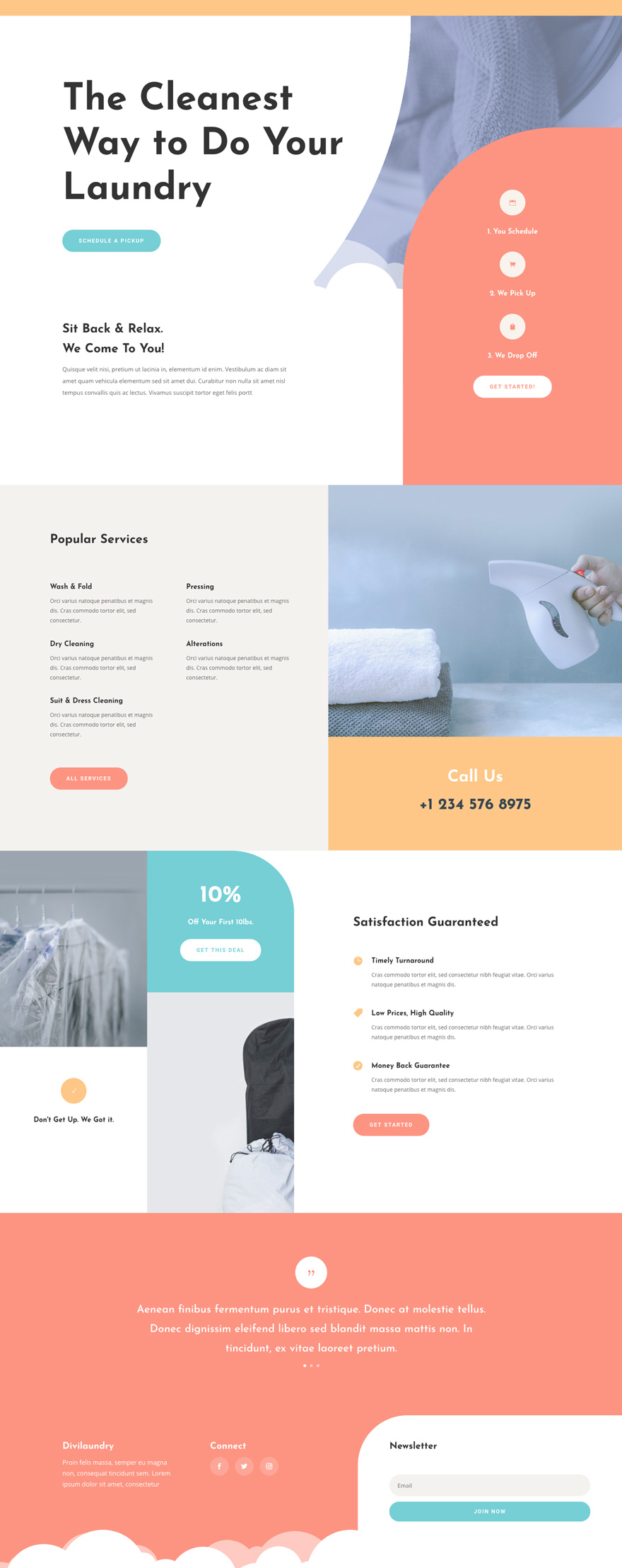 Laundry Service Landing Page Divi Layout By Elegant Themes