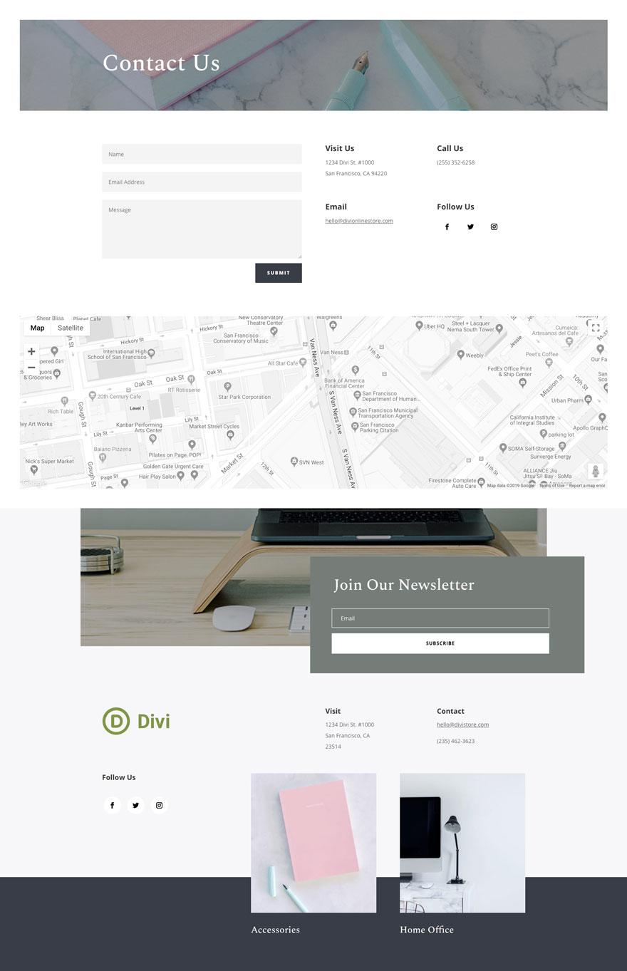 Online Store Contact Page Divi Layout By Elegant Themes