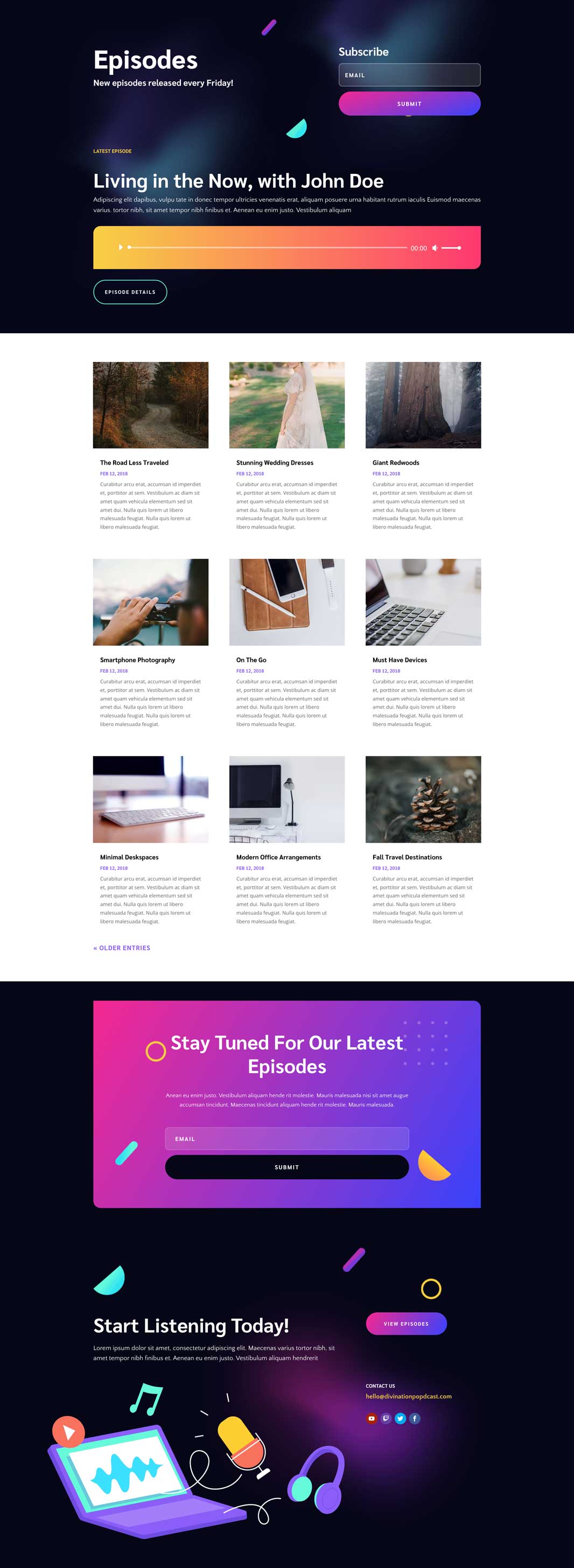 Podcaster Episodes Page Divi Layout by Elegant Themes