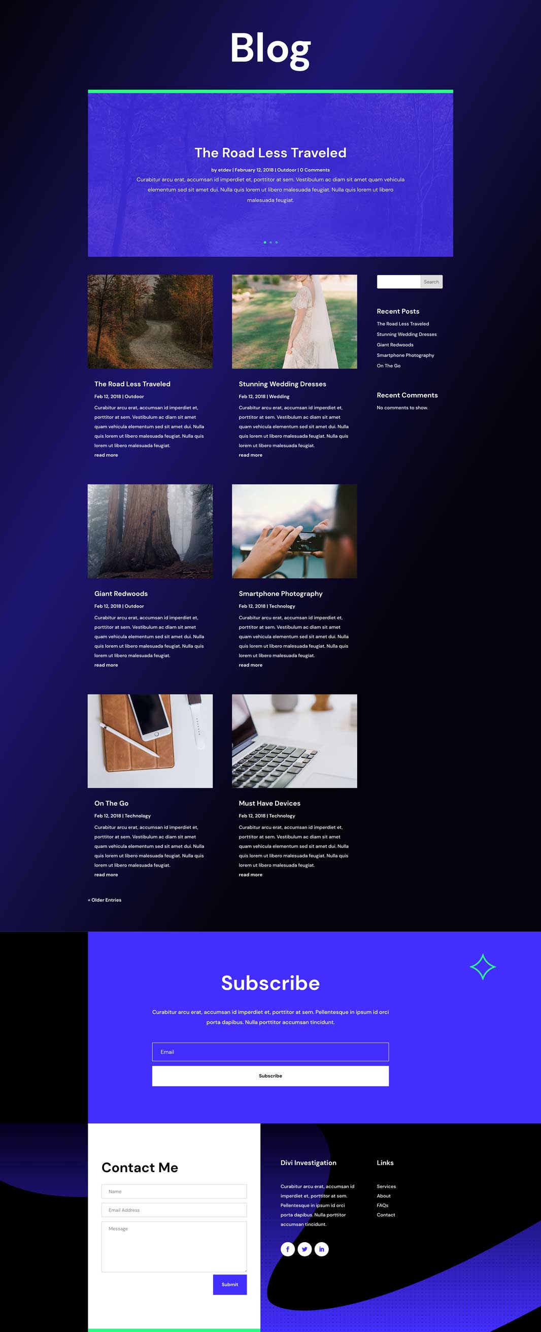 Private Investigator Blog Page Divi Layout by Elegant Themes