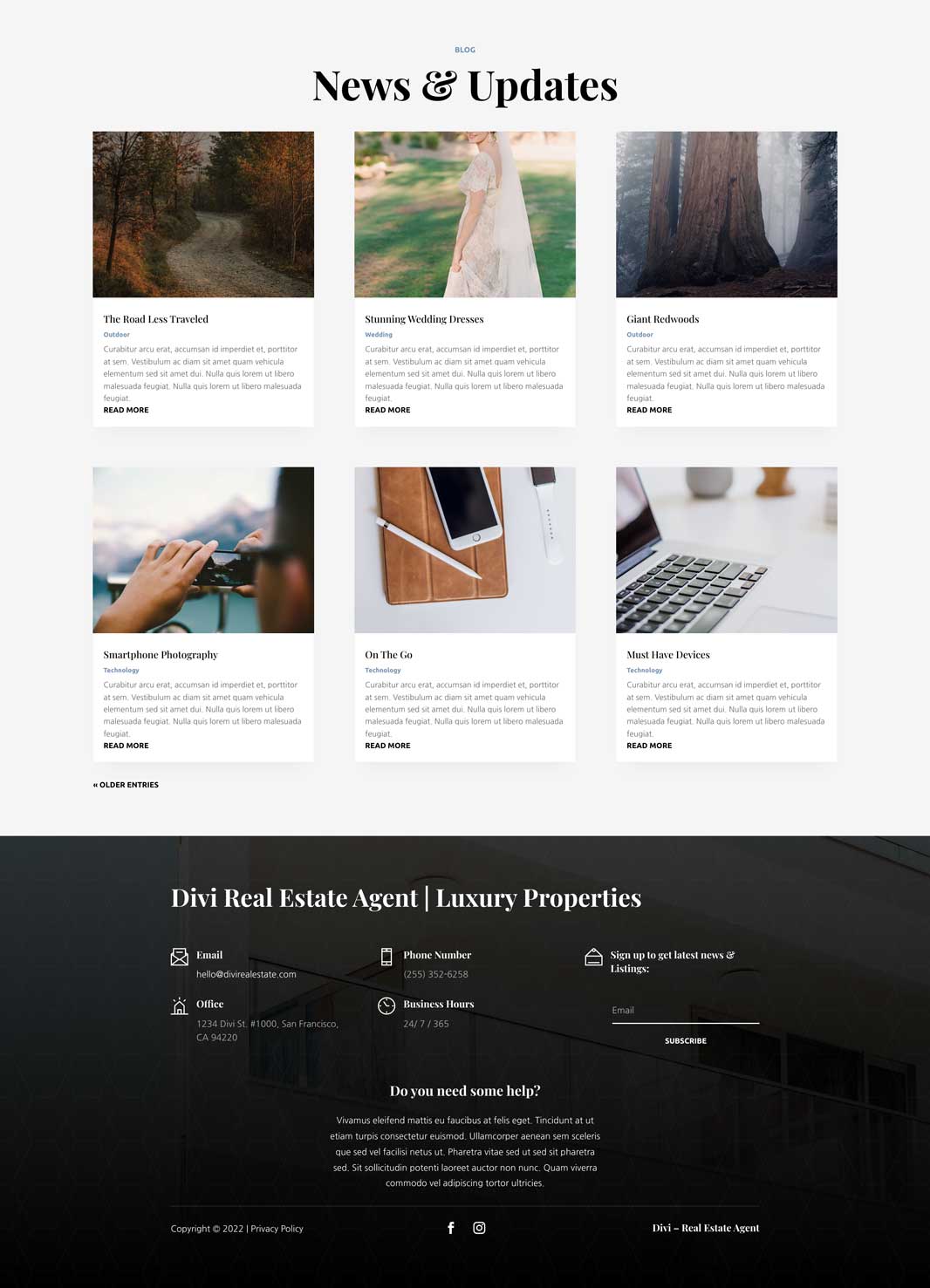 Real Estate Agent Blog Page Divi Layout By Elegant Themes