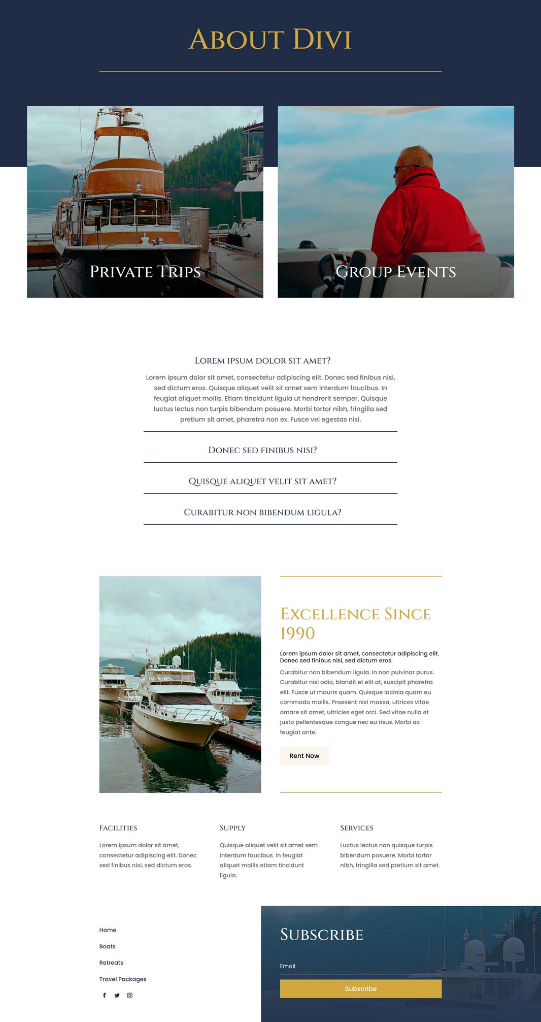 Charter Boat About Page Divi Layout by Elegant Themes