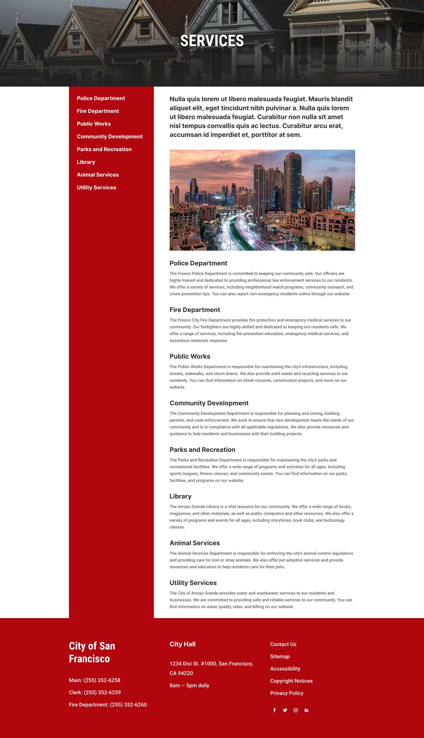 City Services Page Divi Layout by Elegant Themes